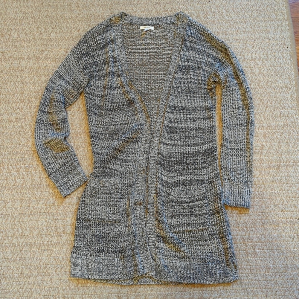 Lightweight Gray/Black Maurices Cardigan Sweater with Pockets, Size Medium